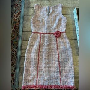 David Meister pink tweed sheath dress